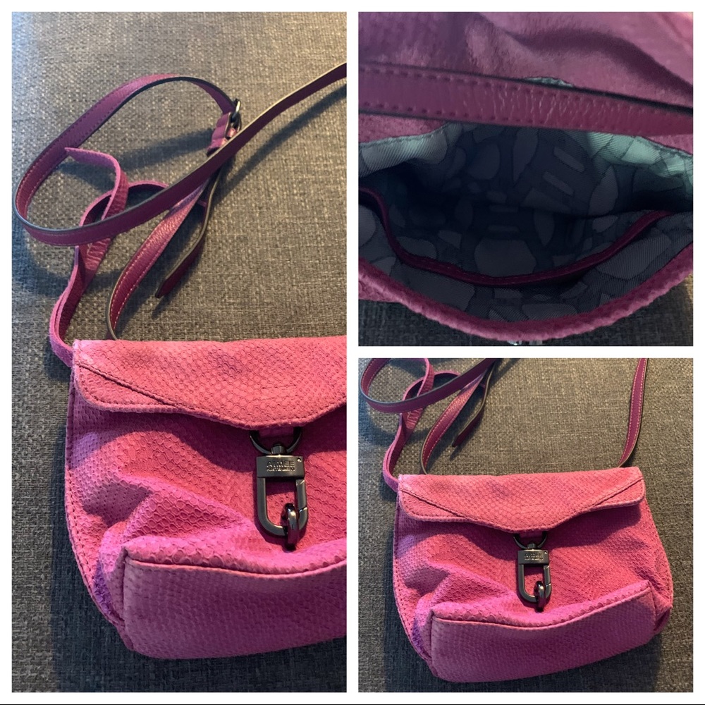 Pink crossbody alligator skin bag barely used